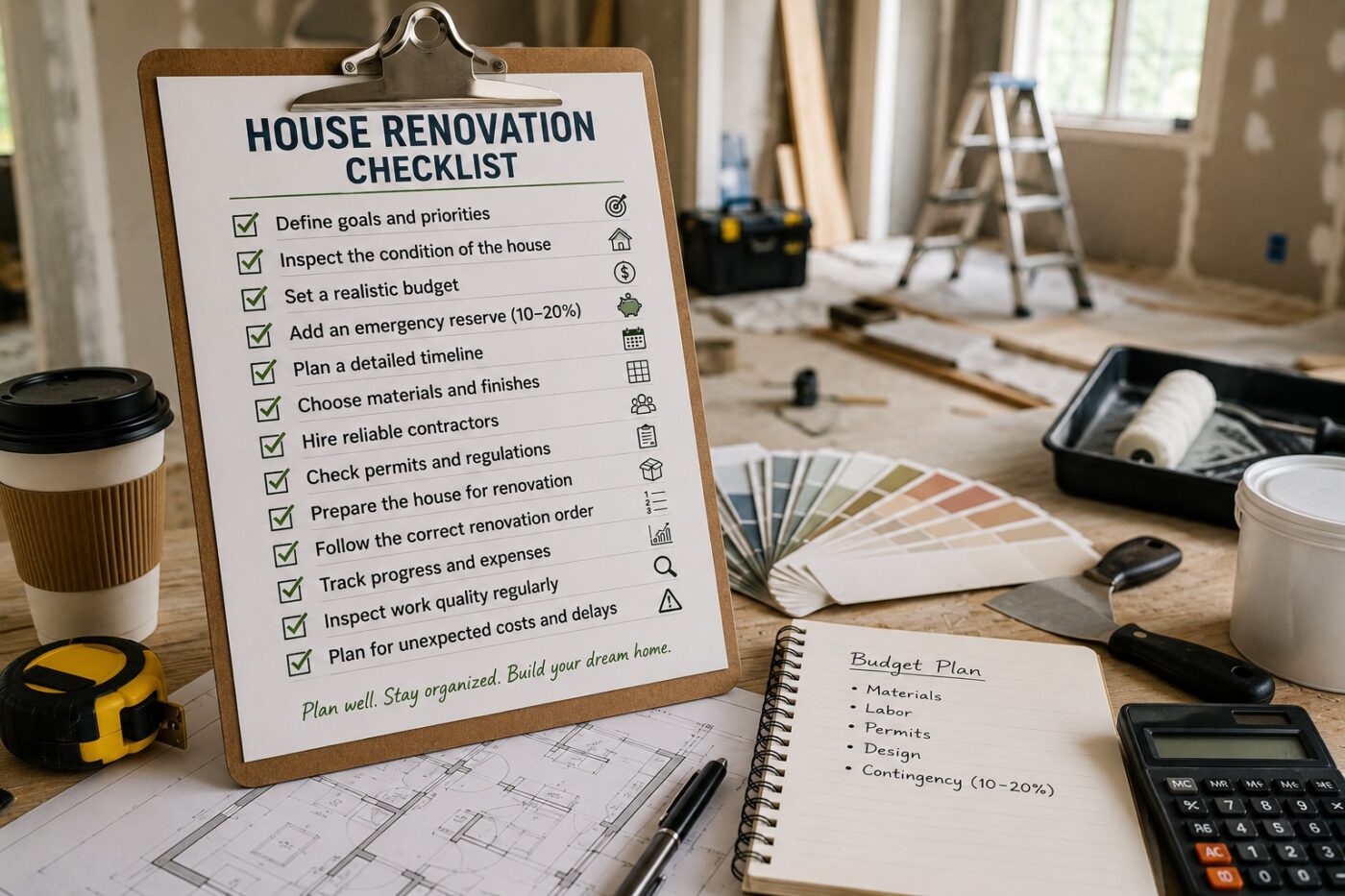 complete house renovation checklist for unexpected costs