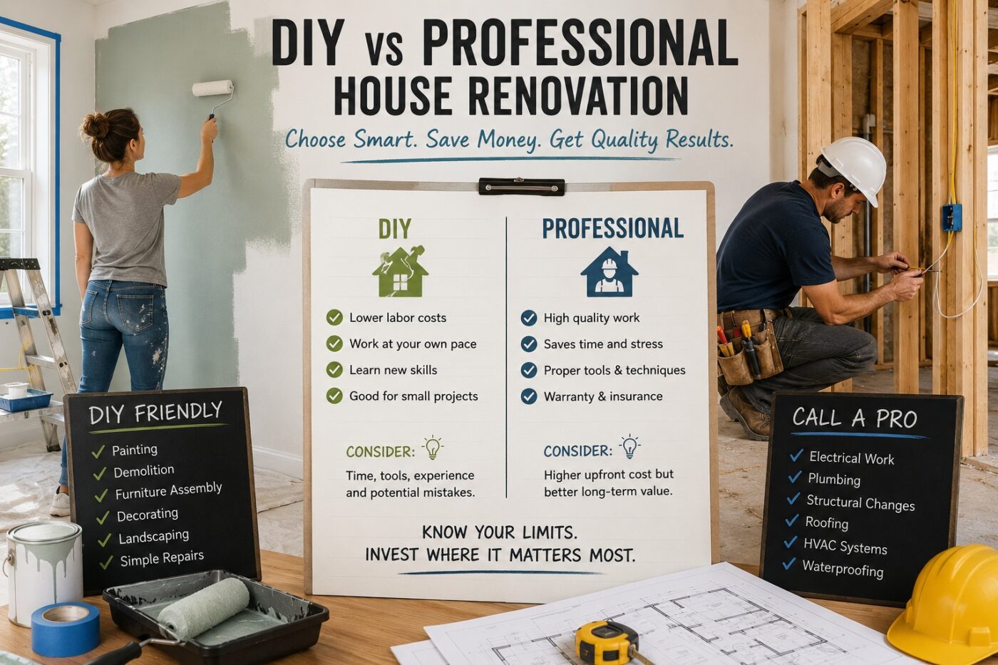 diy vs professional house renovation choices for homeowners