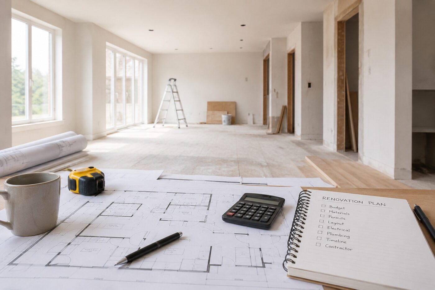how to prepare your home for renovation guide with empty room layout