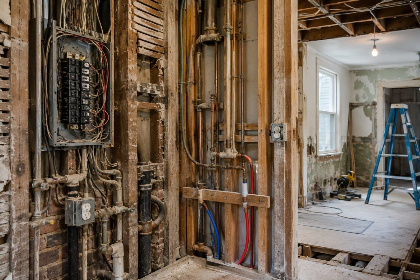 outdated home plumbing and electrical wiring systems needing renovation